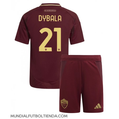 Camiseta AS Roma Paulo Dybala #21 Primera Equipación Replica 2024-25 para niños mangas cortas (+ Pantalones cortos)